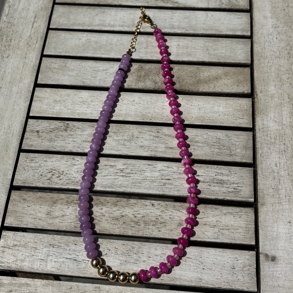 Purple and Pink Beaded Necklace- Allie & Bess